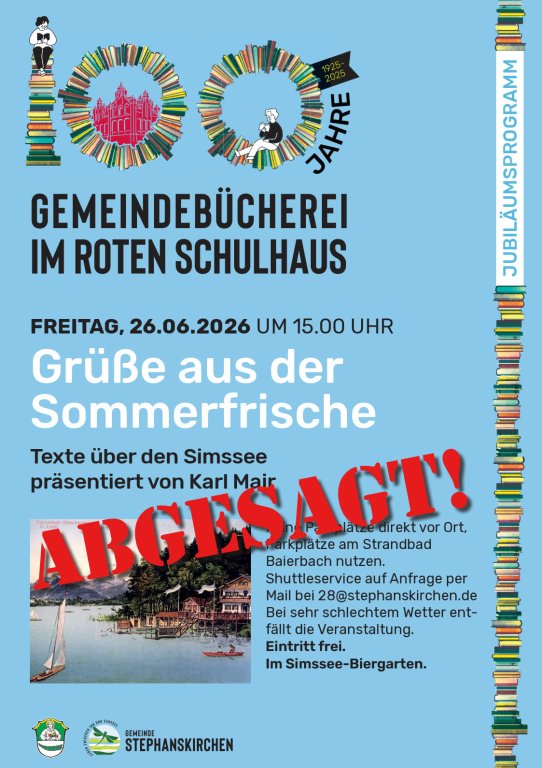 Absage Lesung Grüße aus der Sommerfrische